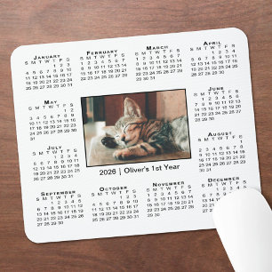 Moderner Kalender 2026 Ihr Foto Name auf Weiß Mousepad