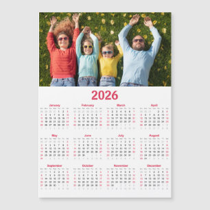 Moderner Kalender 2026 mit Foto - Jahresübersicht Magnetkarte