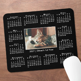 Moderner Kalender 2027 Ihr Foto Name auf Schwarz Mousepad