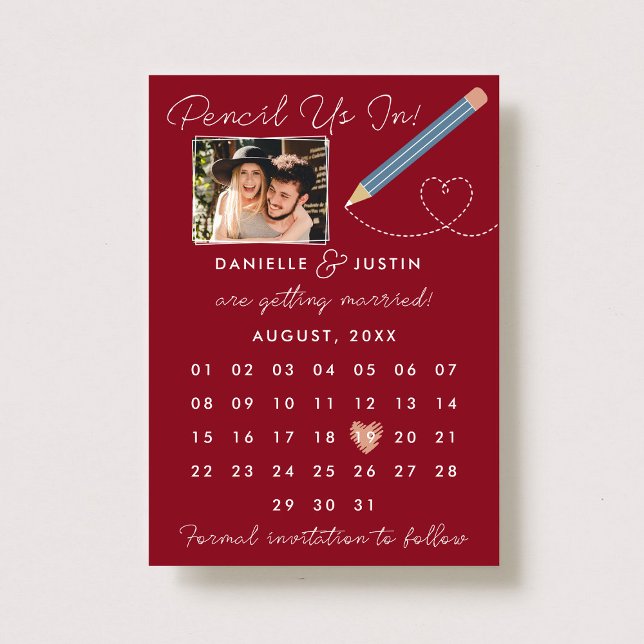 Moderner Kalender "Bleistift in" Save The Date (Von Creator hochgeladen)