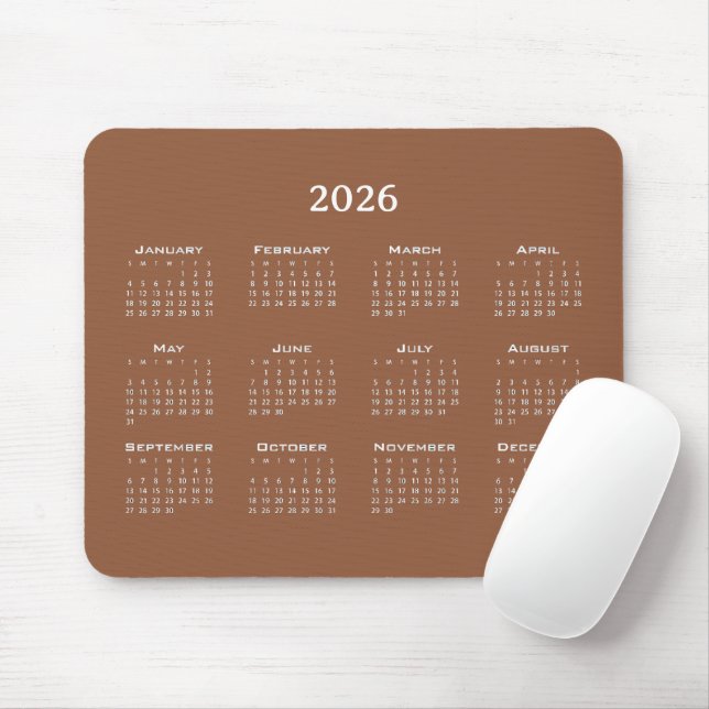 Moderner Kalender braun minimalistisch Mousepad (Mit Mouse)