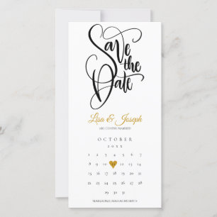 Moderner Kalender Gold Liebesherz Save The Date
