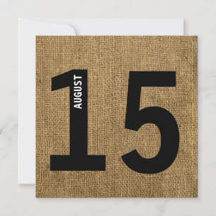 Moderner Kalender mit Jute-Optik für Junggesellena Einladung