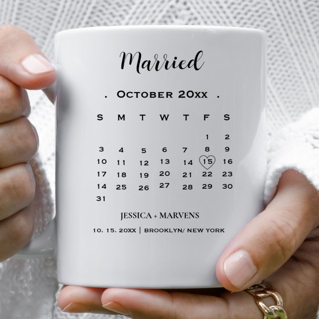 Moderner Kalender ohne Foto Hochzeit Verheiratet Kaffeetasse (Von Creator hochgeladen)