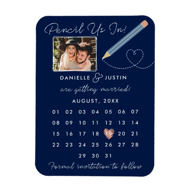 Moderner Kalender Save the Date Magnet (Vertikal)