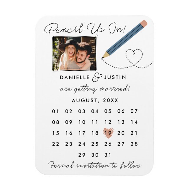 Moderner Kalender Save the Date Magnet (Vertikal)