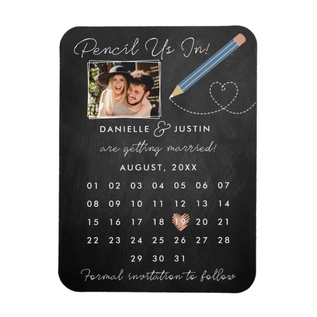 Moderner Kalender Save the Date Magnet (Vertikal)