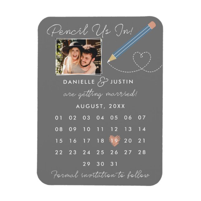 Moderner Kalender Save the Date Magnet (Vertikal)