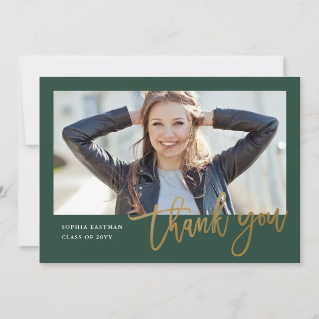 Moderner Kalligrafie-Foto-Abschluss Dankeskarte (Vorderseite)