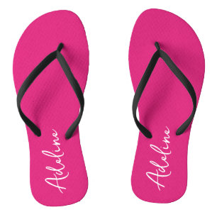 Moderner Kalligrafie-Pink-Individuelle Name Flip Flops