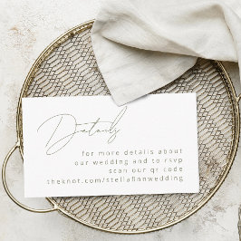 Moderner Kalligrafie-Skala - Grüne Details QR-Code Begleitkarte