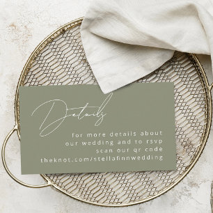 Moderner Kalligrafie-Skala - Grüne Details QR-Code Begleitkarte