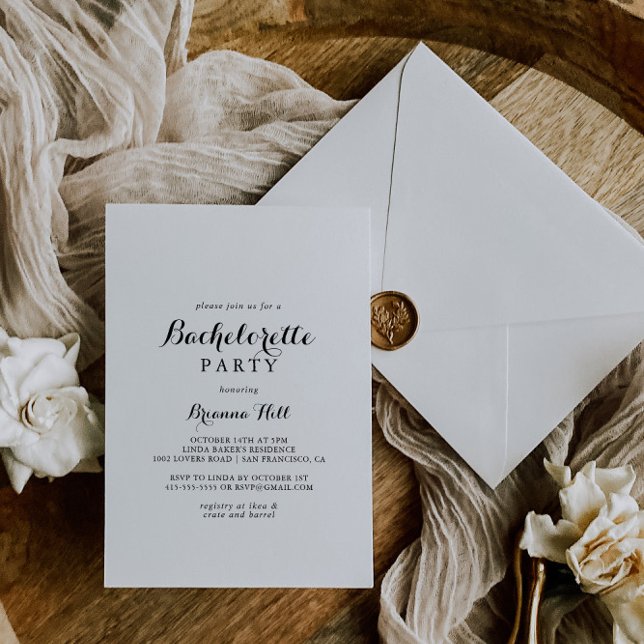 Moderner kalligrafischer Junggeselinnen-Abschied Einladung (Von Creator hochgeladen)