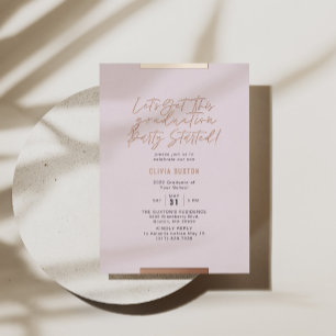 Moderner Kalligraphie Abschluss Blush Rose Gold Folieneinladung