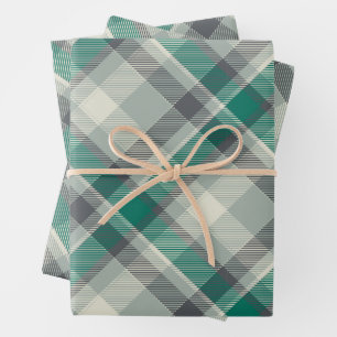 Moderner Karierter Gingham Frohe Weihnachtsfeierta Geschenkpapier Set