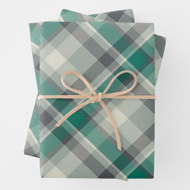 Moderner Karierter Gingham Frohe Weihnachtsfeierta Geschenkpapier Set (Beispiel)
