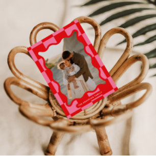 Moderner Karo mit glattem Rand - minimales Foto We Feiertagskarte