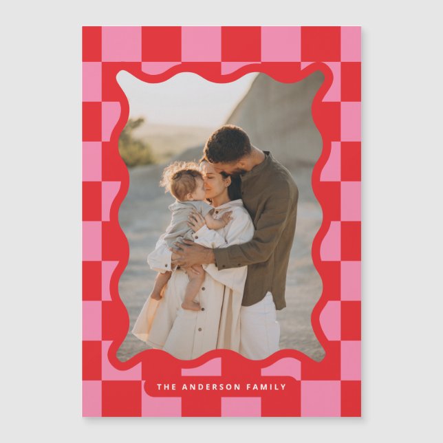 Moderner Karo mit glattem Rand - minimales Foto We Magneteinladung (Vorderseite)