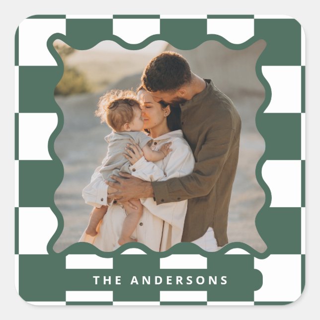 Moderner Karo mit glattem Rand - minimales Foto We Quadratischer Aufkleber (Vorderseite)