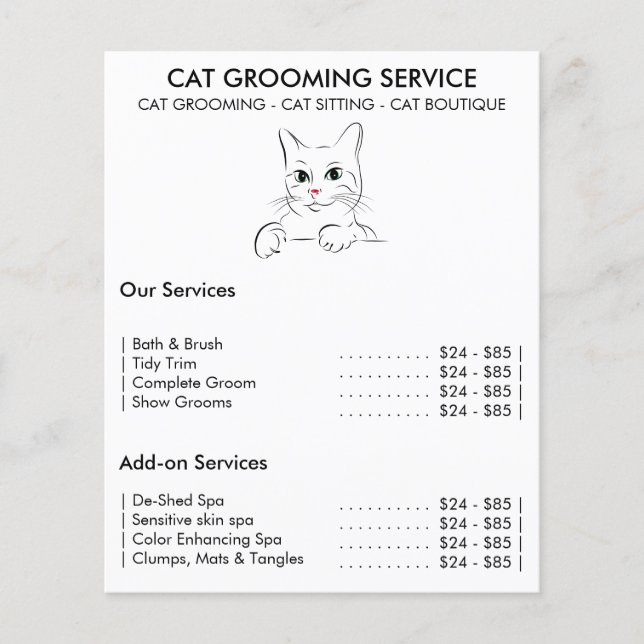 Moderner Katzensalon-Service Flyer (Vorne)