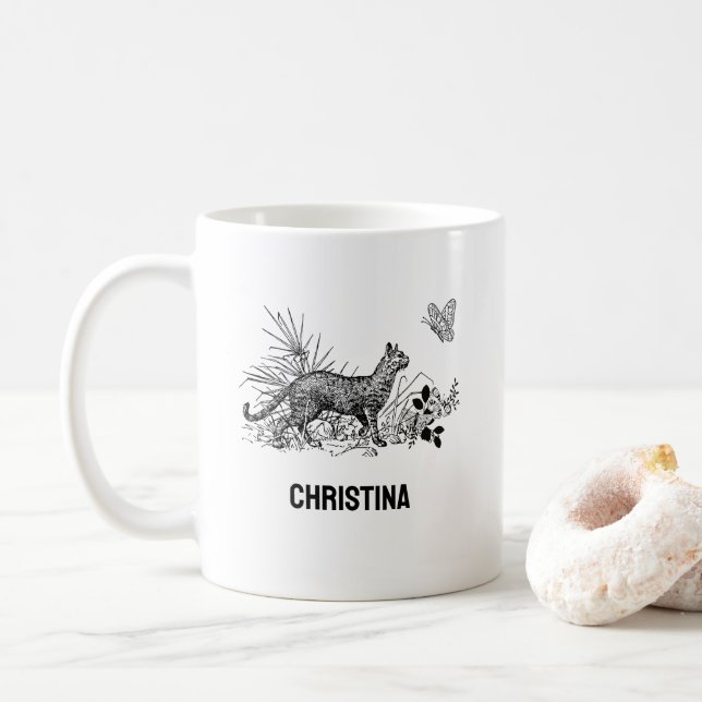 Moderner Katzensprung-individuelle Name Kaffeetasse (Mit Donut)