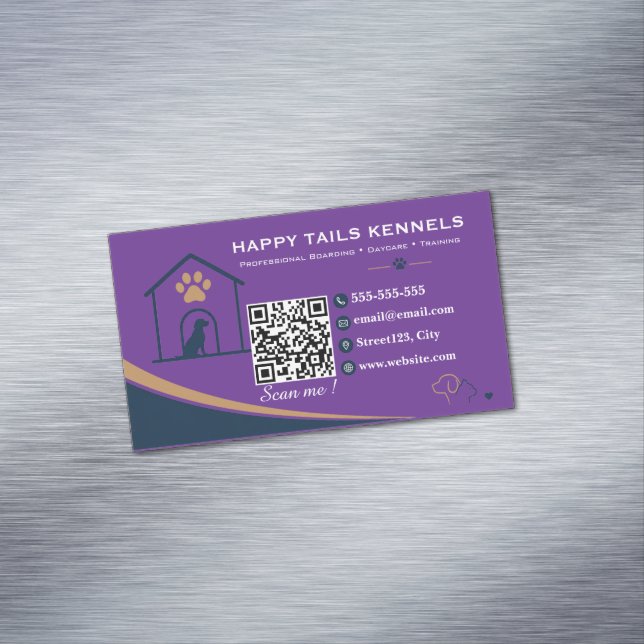Moderner Kennel-QR-Code   Magnetische Visitenkarte (Beispiel)