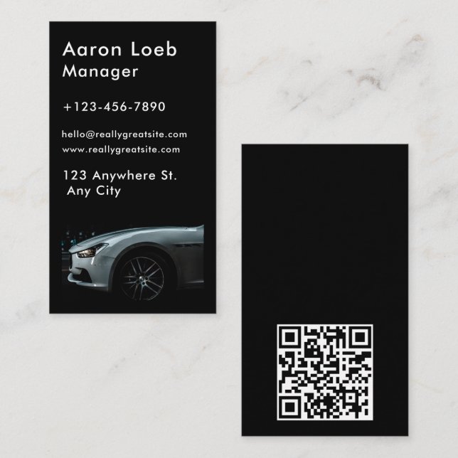 Moderner Kfz/Fahrzeug/Auto QR Code & Social Media Visitenkarte (Vorne/Hinten)