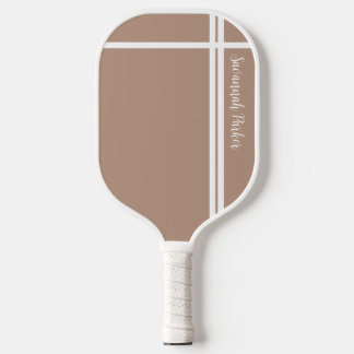 Moderner Khaki White Stripes Individuelle Name Pickleball Schläger