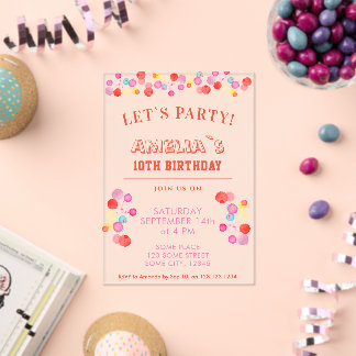 Moderner Kindergeburtstag mit farbenfrohen Wasserf Acryleinladungen