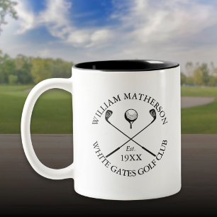Moderner Klassischer Golfklub Name Personalisiert Zweifarbige Tasse