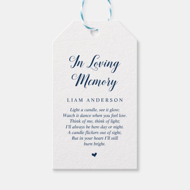 Moderner klassischer Marineblau, Gedenkdienst für  Geschenkanhänger (Vorderseite)