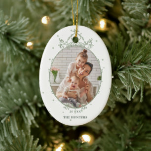 Moderner klassischer Rahmen 2 Foto Weihnachtsfeier Keramik Ornament