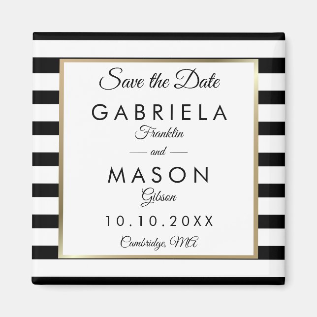 Moderner klassischer Streifen Save the Date Magnet (Vorne)