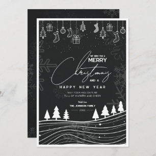 Moderner klassischer Weihnachtsbaum & Ornament Wei Feiertagskarte