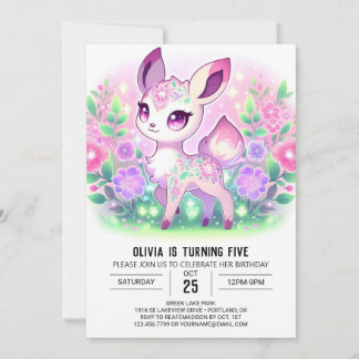 Moderner kleiner Hirsch Digitaler Geburtstag Einladung