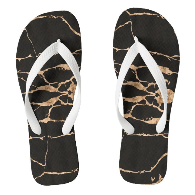 Moderner, knackiger Gold-Black-Stylist Beruflich Flip Flops (Fußbett)