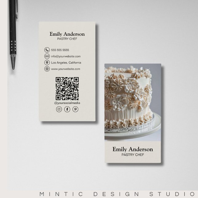 Moderner Koch Visitenkarte (Create your own Professional Bakery Pastry Chef Business Card by MINTIC DESIGN STUDIO)