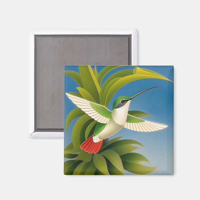 Moderner Kolibri Magnet (Vorderseite/Rückseite)