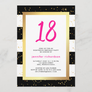 Moderner Konfetti| Einladung zur 18. Geburtstagspa