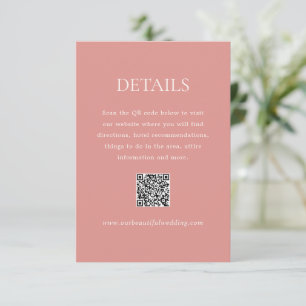 Moderner Korallenrosa QR-Code Elegante Hochzeit Begleitkarte