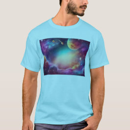 Moderner kosmischer männlicher Blue-Basic-T - Shir T-Shirt