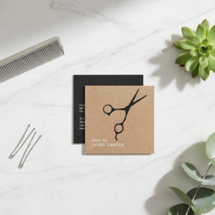 Moderner Kraft Black Scissour Haare Stylist Square Quadratische Visitenkarte