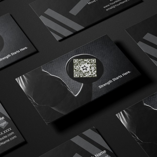 Moderner Kraft-Fitness-QR-Code Visitenkarte (Turn every handshake into a new client.)