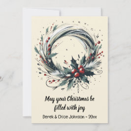 Moderner Kranz mit Weihnachtskarte von Holiday Ber Feiertagskarte