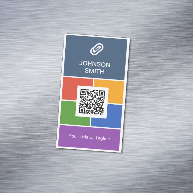 Moderner kreativer Flachmetrostil mit QR-Code Magnetische Visitenkarte (Beispiel)