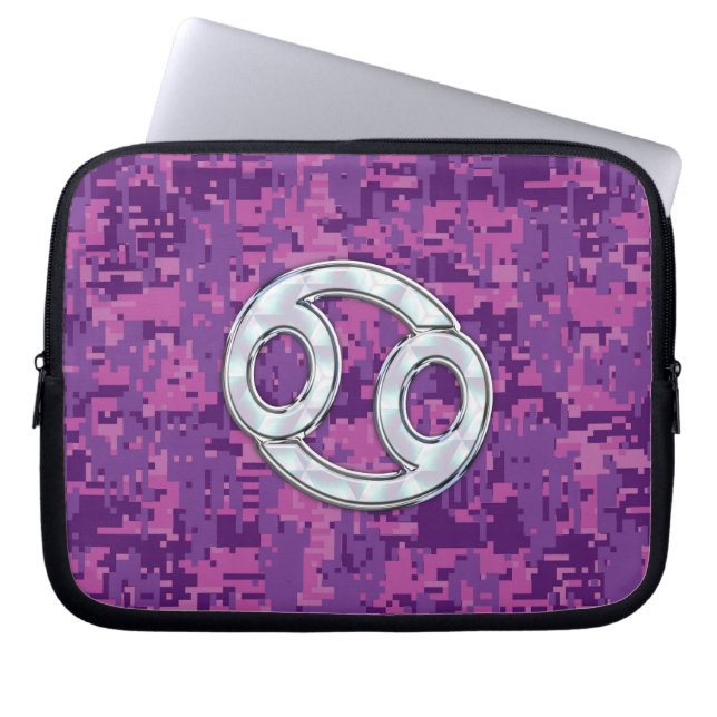 Moderner Krebs Zodiac signieren Pink Digital Camou Laptopschutzhülle (Vorderseite)