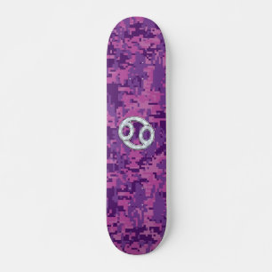 Moderner Krebs Zodiac signieren Pink Digital Camou Skateboard