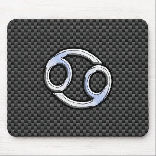 Moderner Krebs Zodiac Symbol Carbon Fibre Print Mousepad