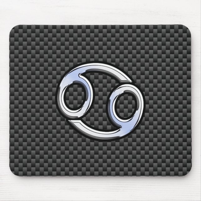 Moderner Krebs Zodiac Symbol Carbon Fibre Print Mousepad (Vorne)