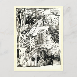 "Moderner Krieg", Tinte zeichnend Postkarte